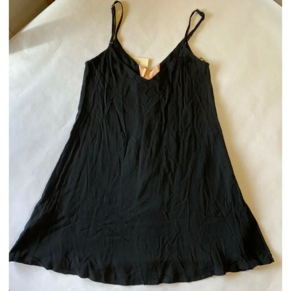 NWT The Wall Flower XS Women Dress Black Pink Lace-Up Tie V Neck - Picture 2 of 5
